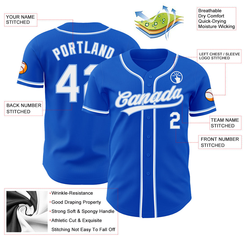 Custom Thunder Blue White-Light Blue Authentic Baseball Jersey - Sky-Custom