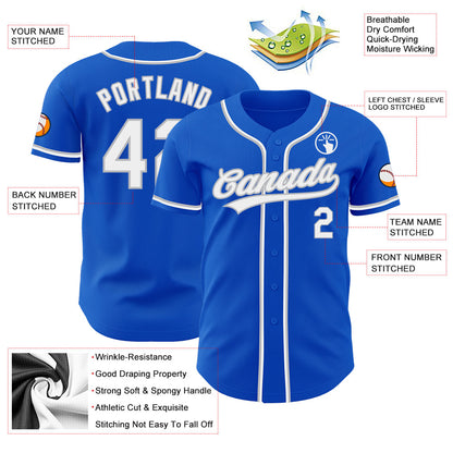 Custom Thunder Blue White-Gray Authentic Baseball Jersey - Sky-Custom
