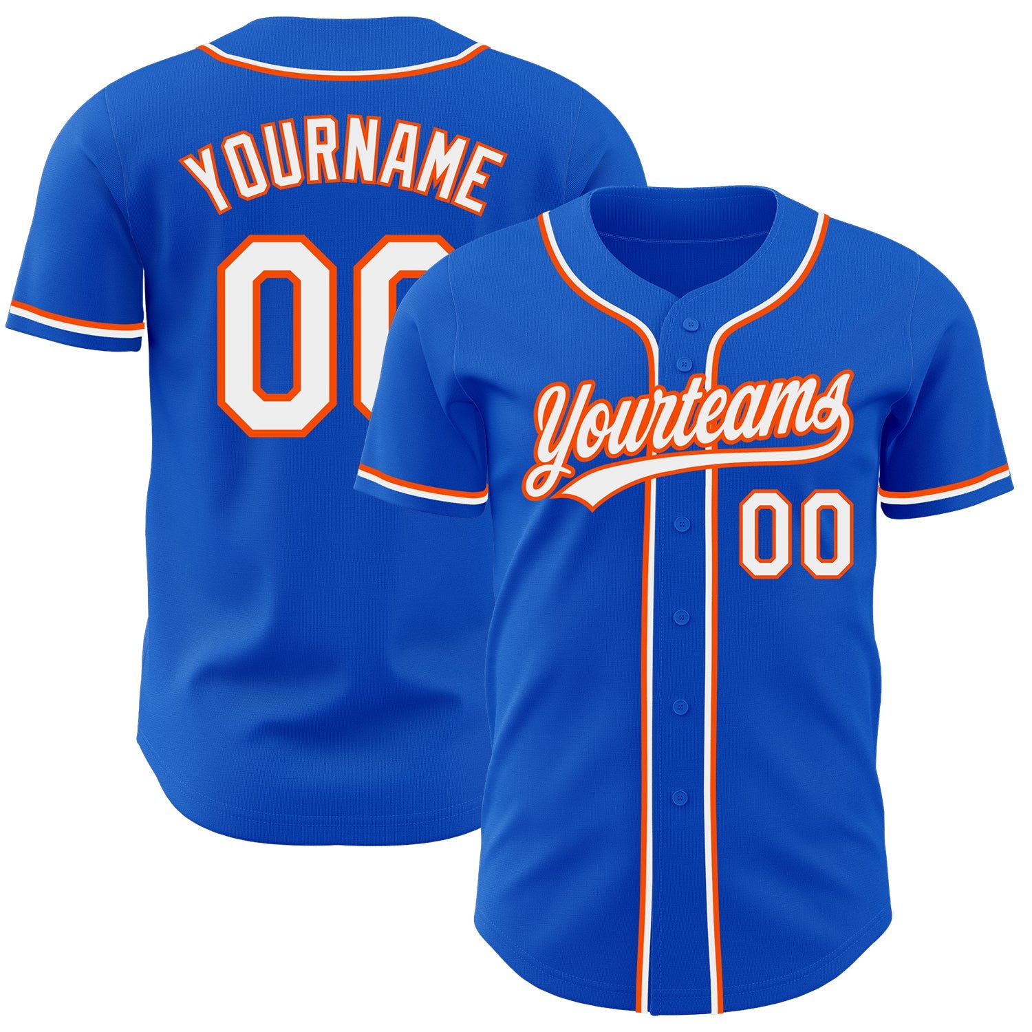 Custom Thunder Blue White-Orange Authentic Baseball Jersey - Sky-Custom