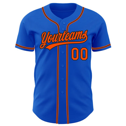 Custom Thunder Blue Orange-Black Authentic Baseball Jersey - Sky-Custom