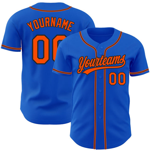 Custom Thunder Blue Orange-Black Authentic Baseball Jersey - Sky-Custom