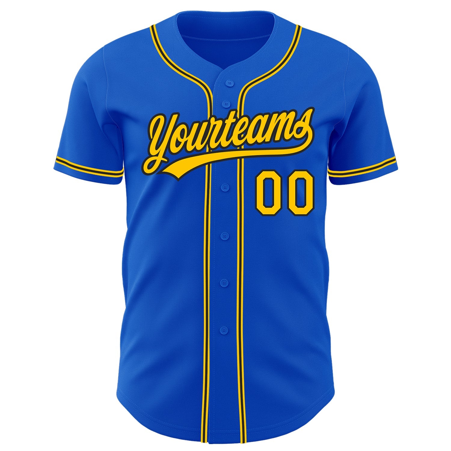 Custom Thunder Blue Yellow-Black Authentic Baseball Jersey - Sky-Custom