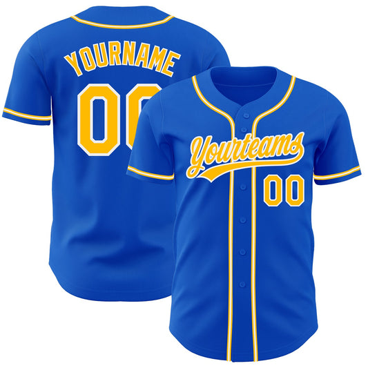Custom Thunder Blue Gold-White Authentic Baseball Jersey - Sky-Custom