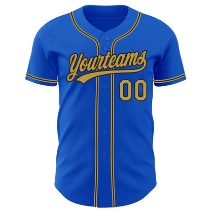 Custom Thunder Blue Old Gold-Black Authentic Baseball Jersey - Sky-Custom