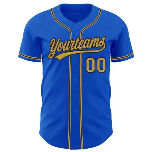Custom Thunder Blue Old Gold-Black Authentic Baseball Jersey - Sky-Custom