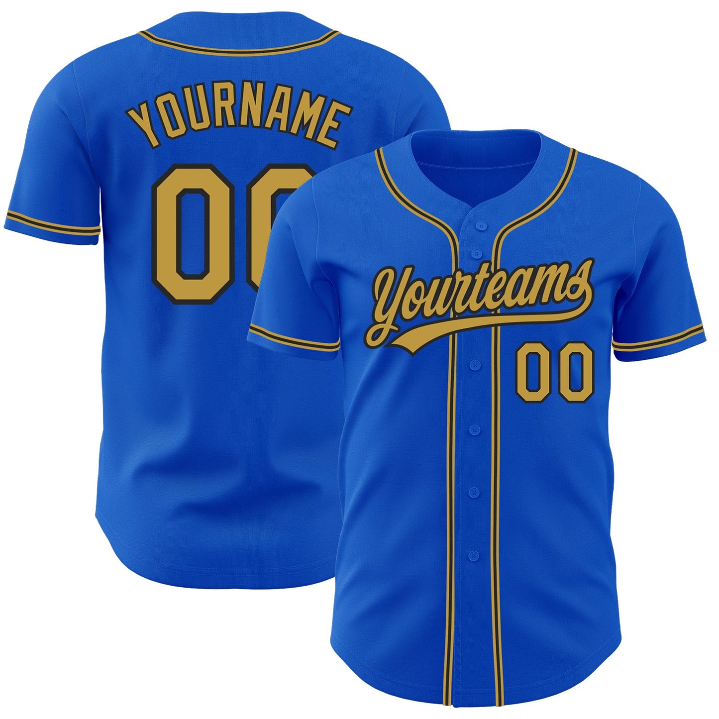 Custom Thunder Blue Old Gold-Black Authentic Baseball Jersey - Sky-Custom