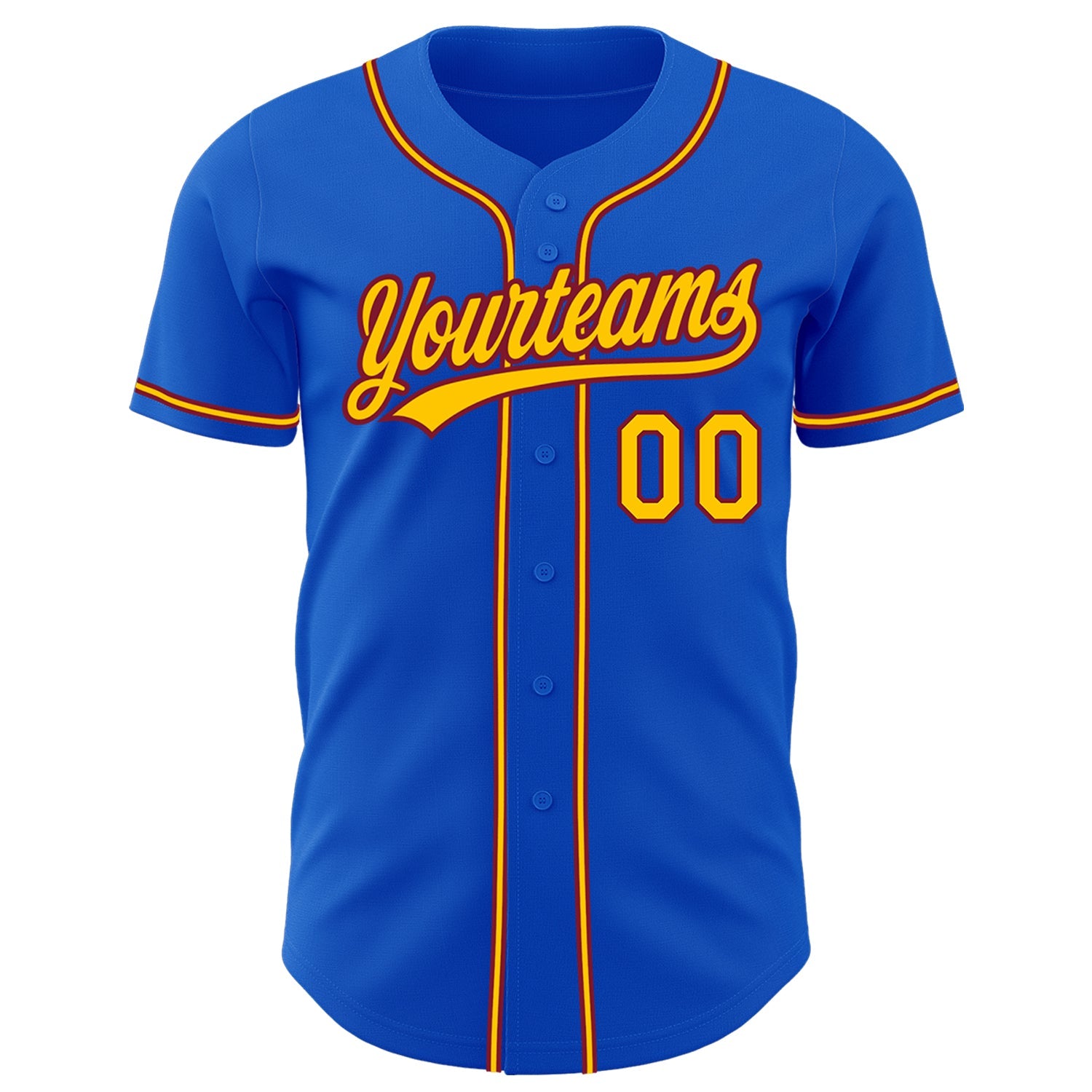 Custom Thunder Blue Yellow-Crimson Authentic Baseball Jersey - Sky-Custom