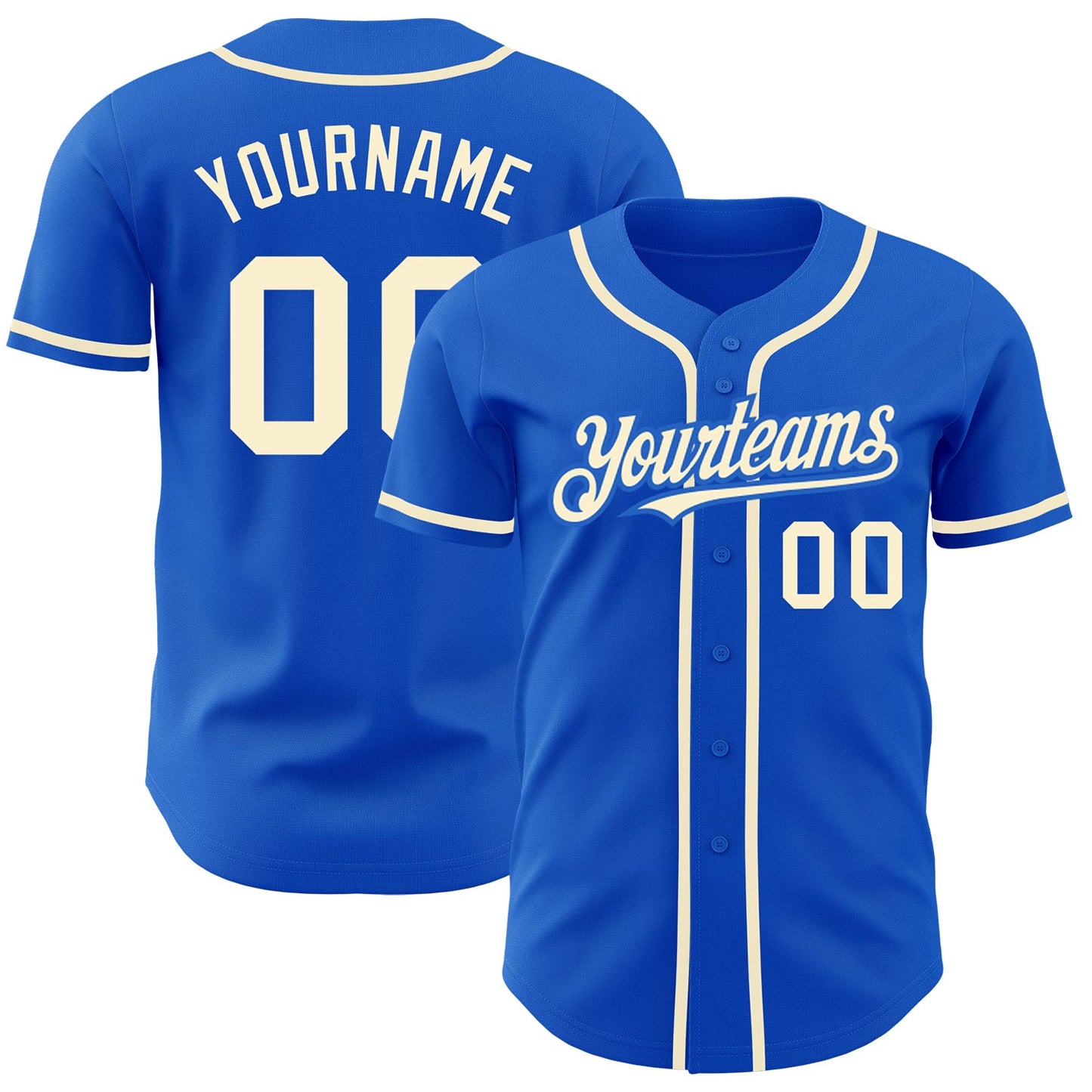 Custom Thunder Blue Cream Authentic Baseball Jersey - Sky-Custom