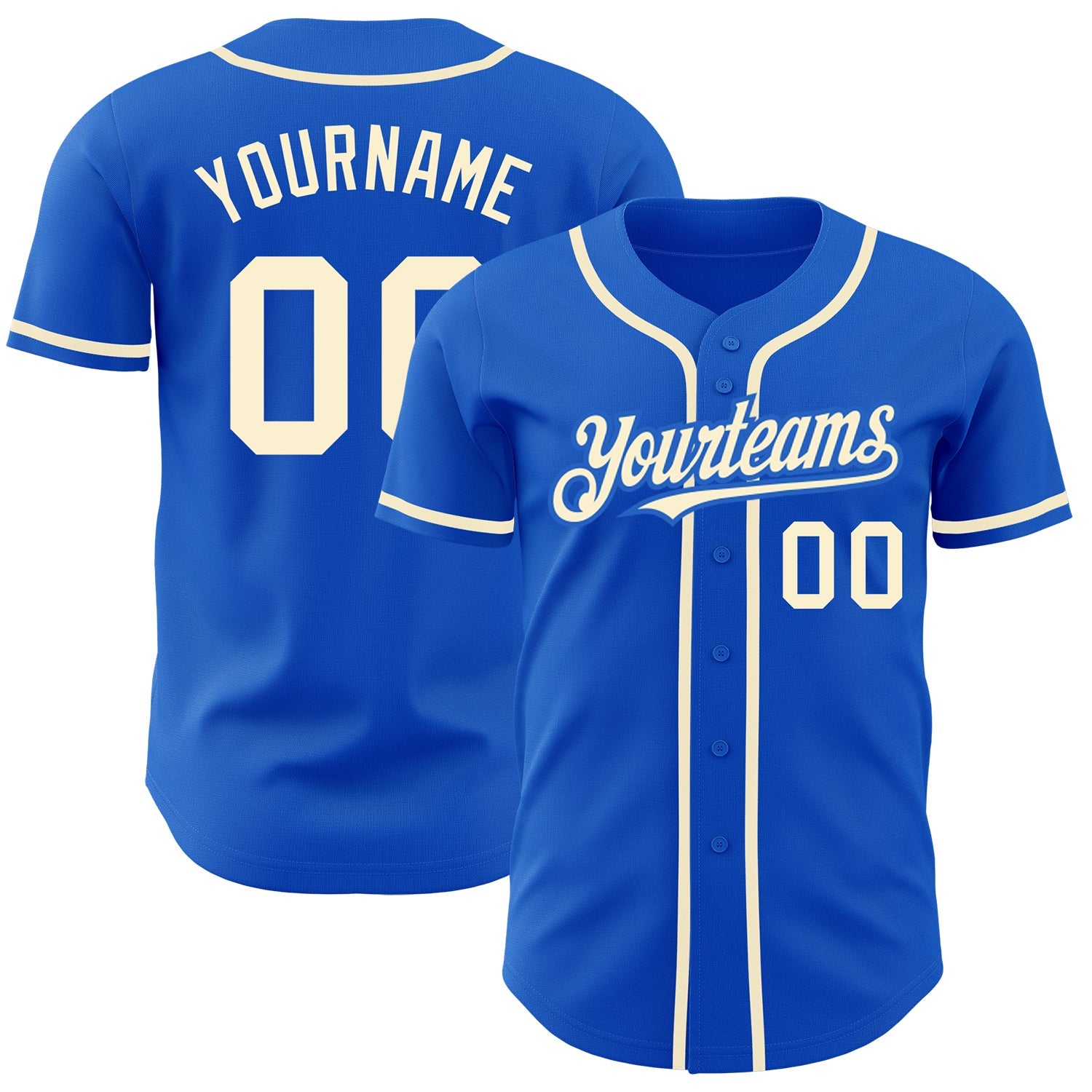 Custom Thunder Blue Cream Authentic Baseball Jersey - Sky-Custom