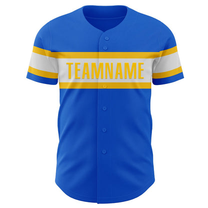 Custom Thunder Blue White-Yellow Authentic Baseball Jersey - Sky-Custom