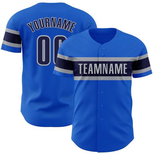 Custom Thunder Blue Navy-Gray Authentic Baseball Jersey - Sky-Custom