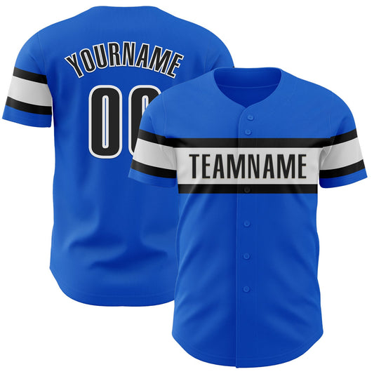 Custom Thunder Blue Black-White Authentic Baseball Jersey - Sky-Custom