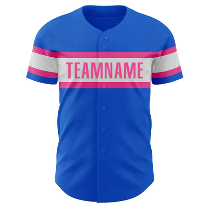 Custom Thunder Blue White-Pink Authentic Baseball Jersey - Sky-Custom