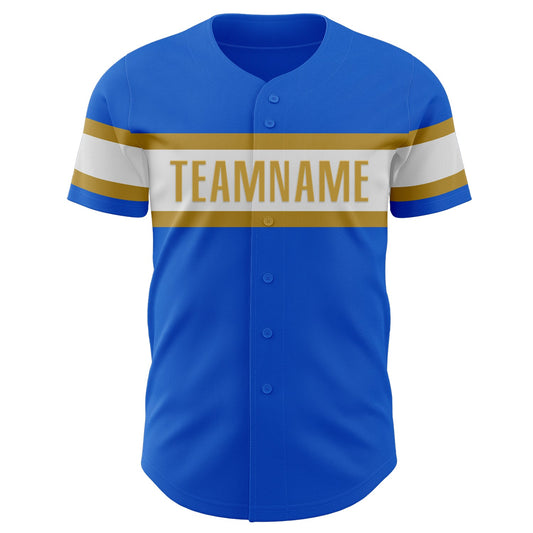 Custom Thunder Blue White-Old Gold Authentic Baseball Jersey - Sky-Custom