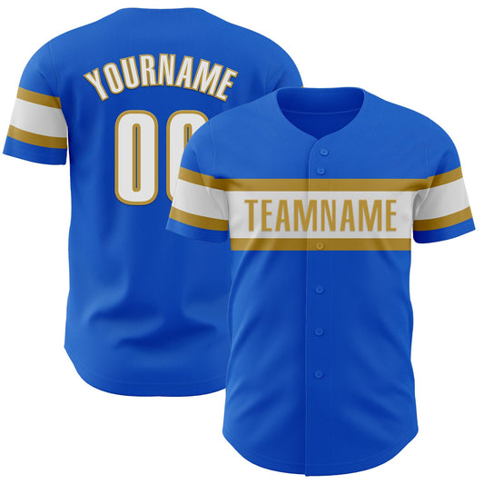 Custom Thunder Blue White-Old Gold Authentic Baseball Jersey - Sky-Custom