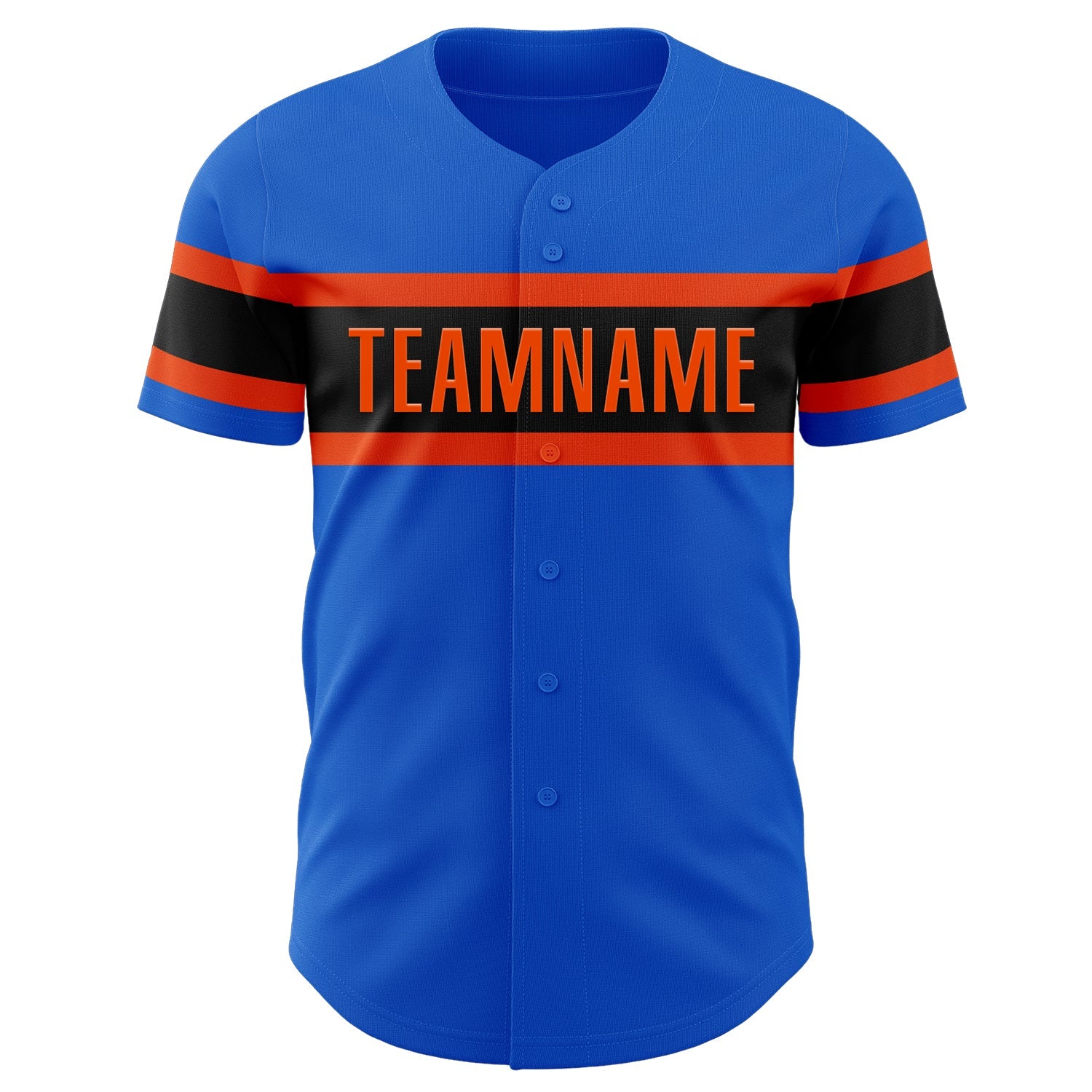 Custom Thunder Blue Orange-Black Authentic Baseball Jersey - Sky-Custom