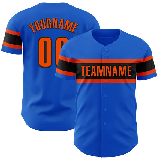 Custom Thunder Blue Orange-Black Authentic Baseball Jersey - Sky-Custom