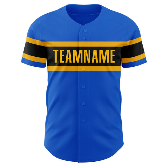 Custom Thunder Blue Gold-Black Authentic Baseball Jersey - Sky-Custom