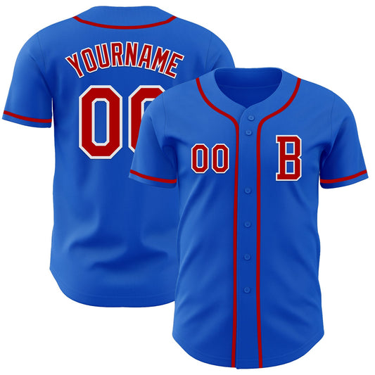 Custom Thunder Blue Red-White Authentic Baseball Jersey - Sky-Custom