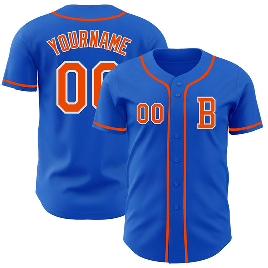 Custom Thunder Blue Orange-White Authentic Baseball Jersey - Sky-Custom