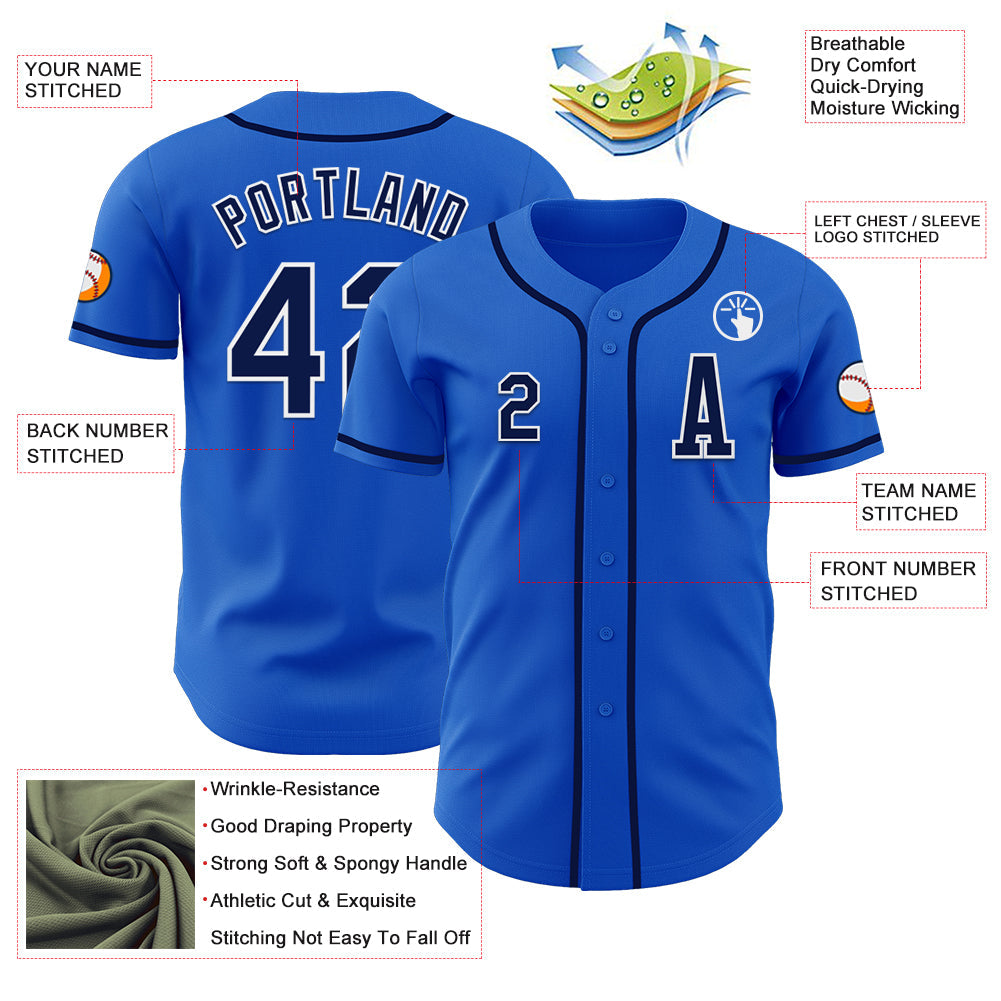 Custom Thunder Blue Navy-White Authentic Baseball Jersey - Sky-Custom