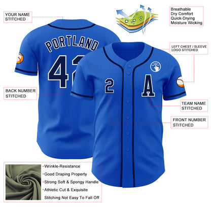 Custom Thunder Blue Navy-White Authentic Baseball Jersey - Sky-Custom