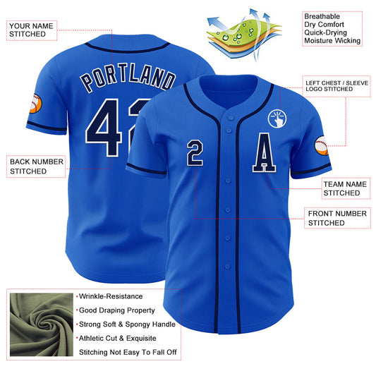 Custom Thunder Blue Navy-White Authentic Baseball Jersey - Sky-Custom