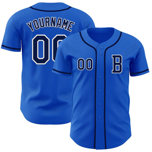 Custom Thunder Blue Navy-White Authentic Baseball Jersey - Sky-Custom
