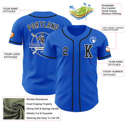Custom Thunder Blue Black-White Authentic Baseball Jersey - Sky-Custom