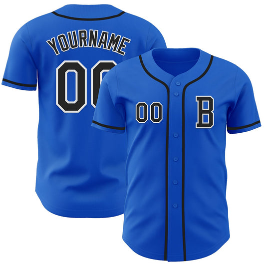 Custom Thunder Blue Black-White Authentic Baseball Jersey - Sky-Custom