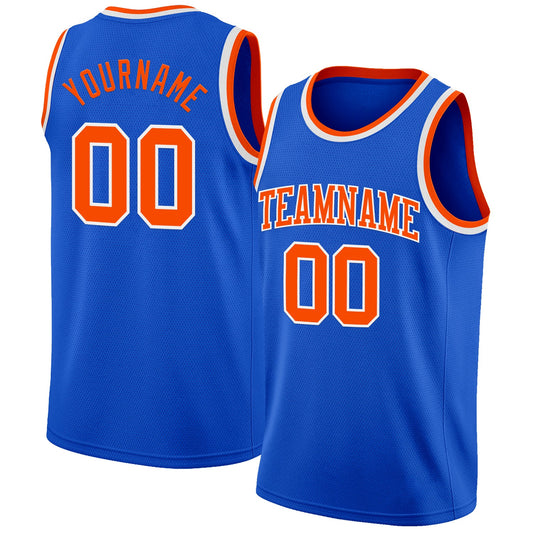 Custom Thunder Blue Orange-White Authentic Basketball Jersey - Sky-Custom