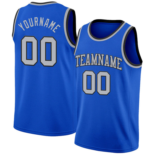 Custom Thunder Blue Gray-Black Authentic Basketball Jersey - Sky-Custom