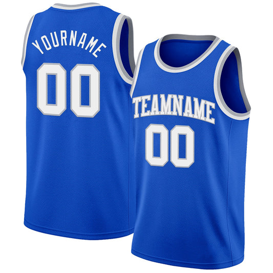 Custom Thunder Blue White-Gray Authentic Basketball Jersey - Sky-Custom