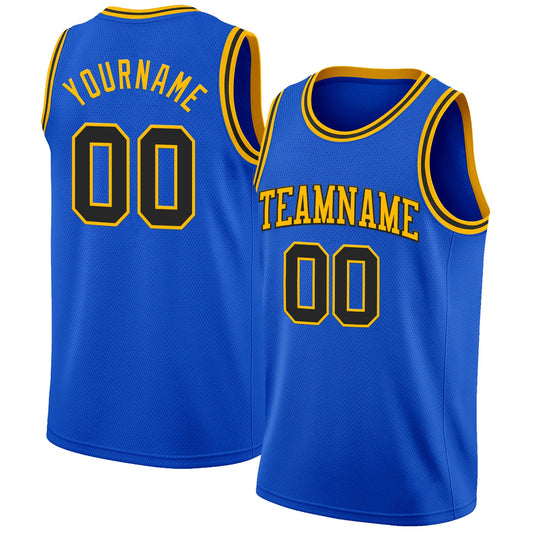 Custom Thunder Blue Black-Gold Authentic Basketball Jersey - Sky-Custom