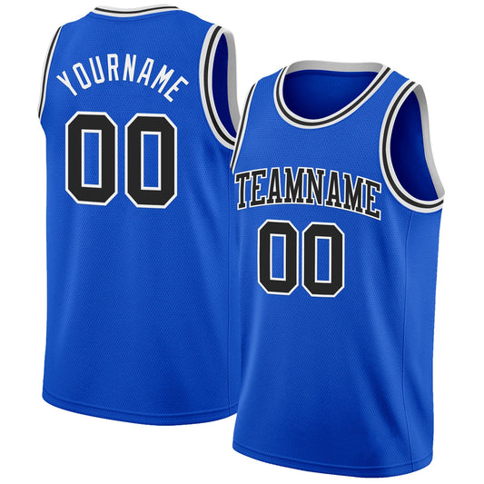 Custom Thunder Blue Black-White Authentic Basketball Jersey - Sky-Custom