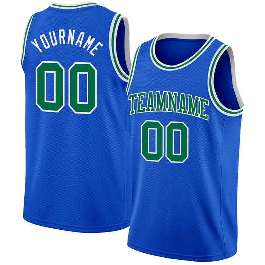 Custom Thunder Blue Kelly Green-White Authentic Basketball Jersey - Sky-Custom