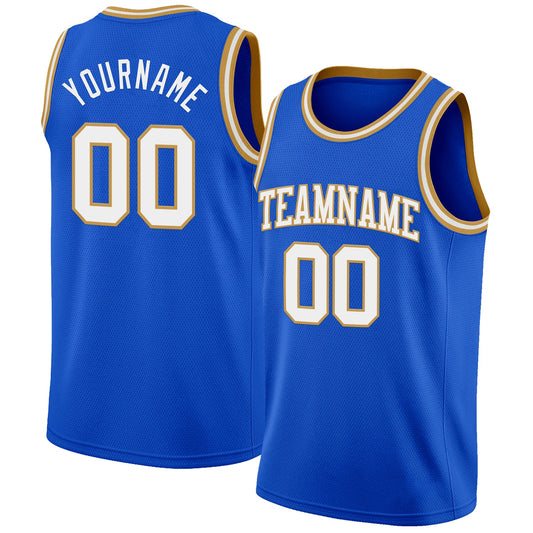Custom Thunder Blue White-Old Gold Authentic Basketball Jersey - Sky-Custom