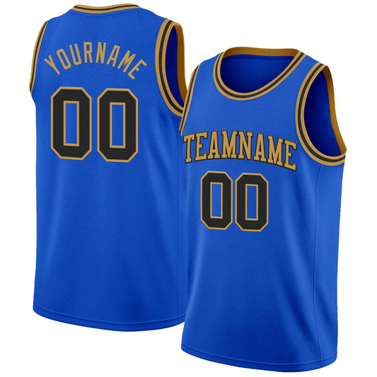 Custom Thunder Blue Black-Old Gold Authentic Basketball Jersey - Sky-Custom