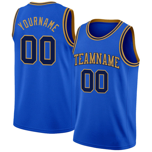Custom Thunder Blue Navy-Old Gold Authentic Basketball Jersey - Sky-Custom
