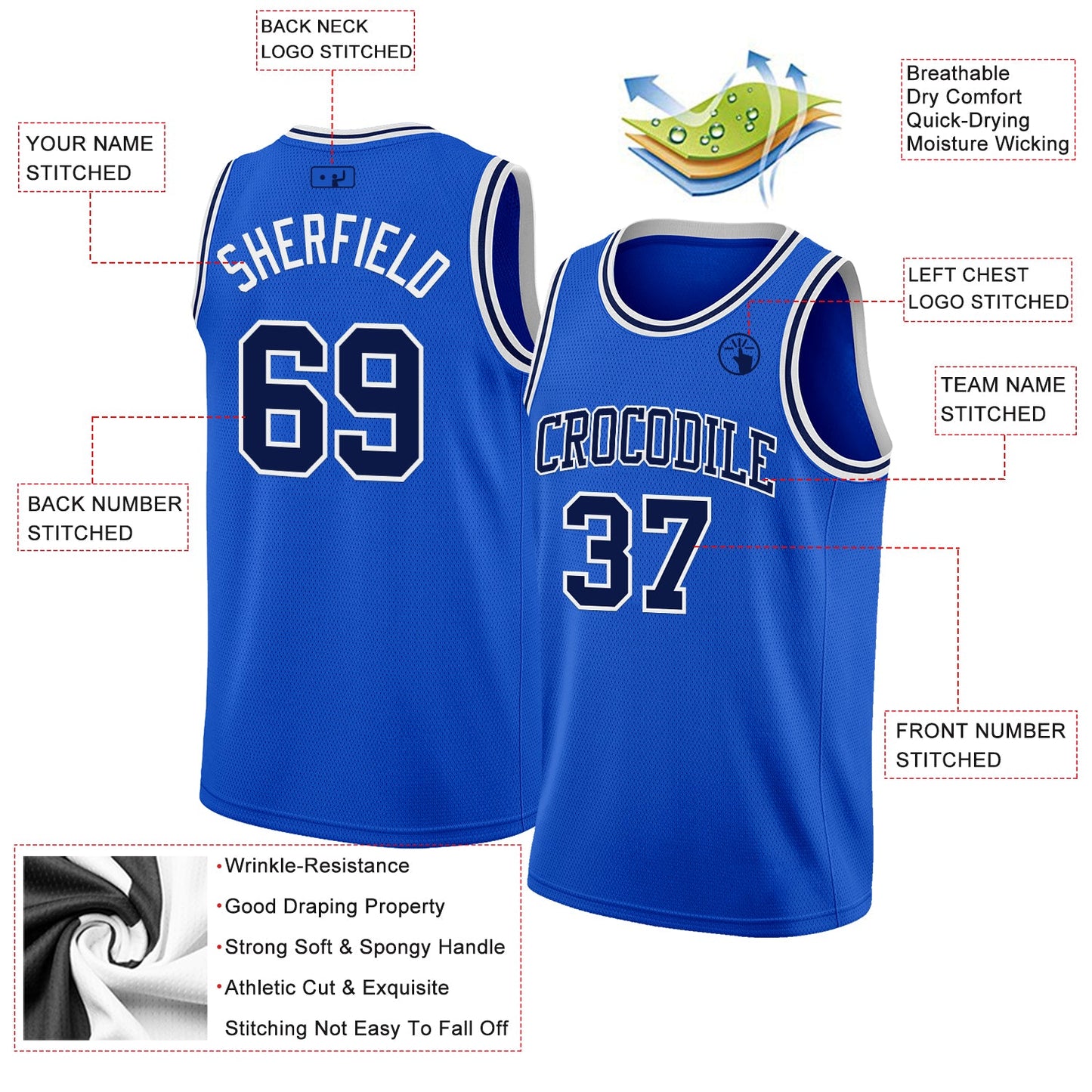 Custom Thunder Blue Navy-White Authentic Basketball Jersey - Sky-Custom