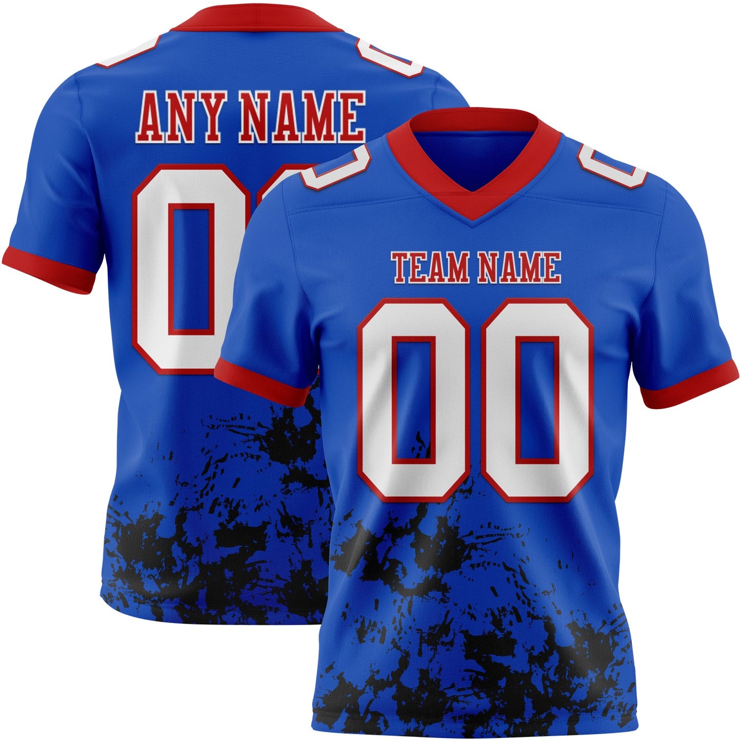 Custom Thunder Blue White Black-Red Splash Mesh Authentic Football Jersey - Sky-Custom