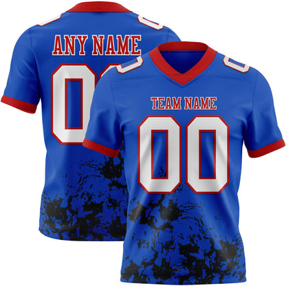 Custom Thunder Blue White Black-Red Splash Mesh Authentic Football Jersey - Sky-Custom