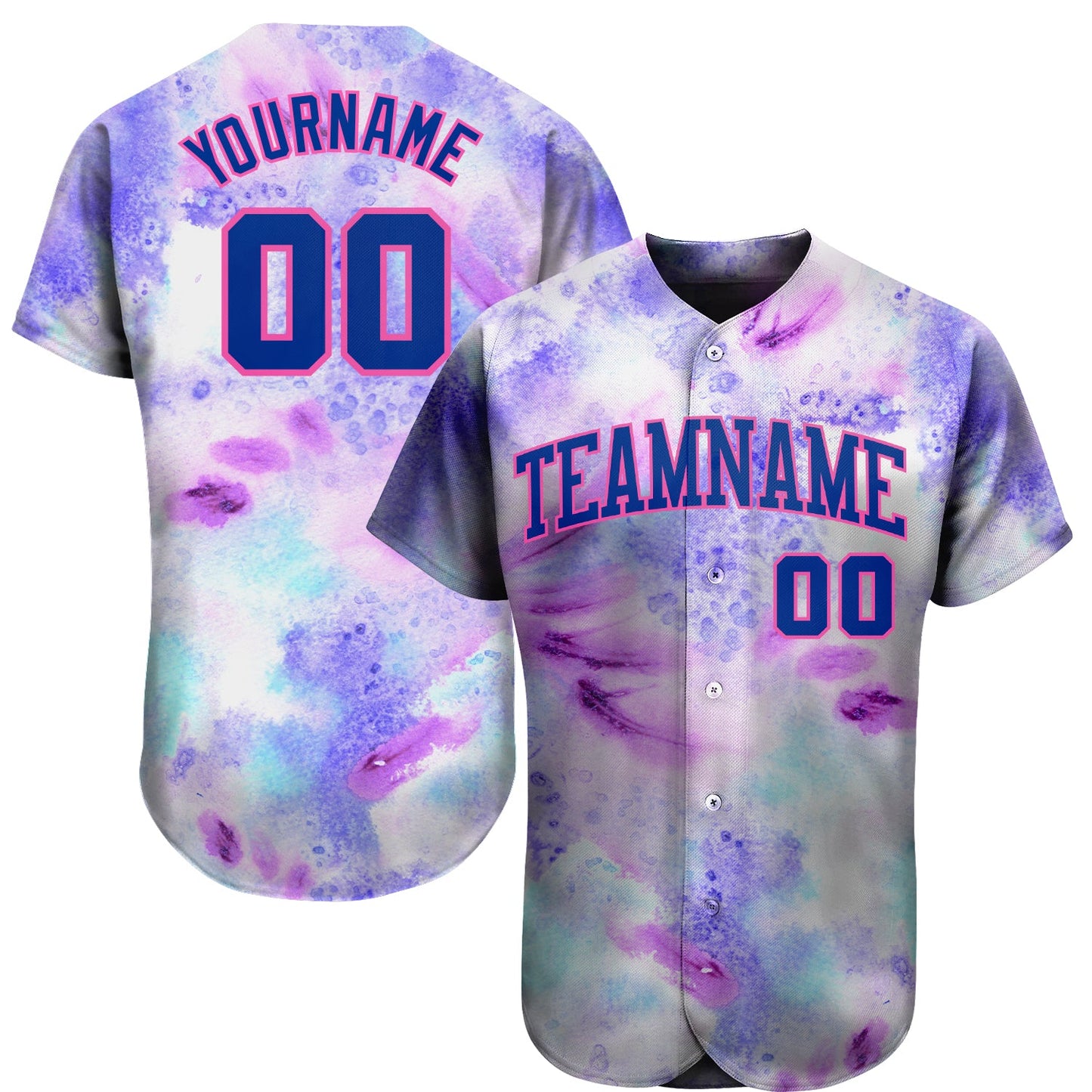 Custom Tie Dye Royal-Pink 3D Authentic Baseball Jersey - Sky-Custom