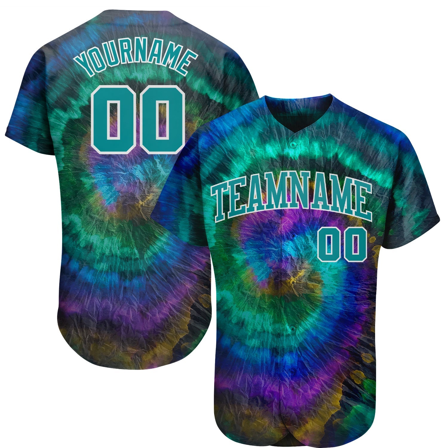 Custom Tie Dye Teal-White 3D Authentic Baseball Jersey - Sky-Custom