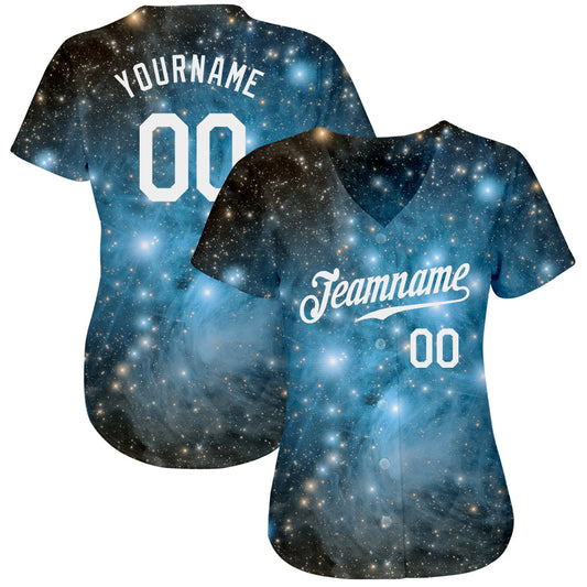 Custom Tie Dye White-Black 3D Authentic Baseball Jersey - Sky-Custom