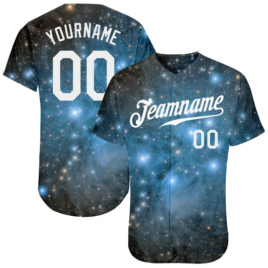 Custom Tie Dye White-Black 3D Authentic Baseball Jersey - Sky-Custom