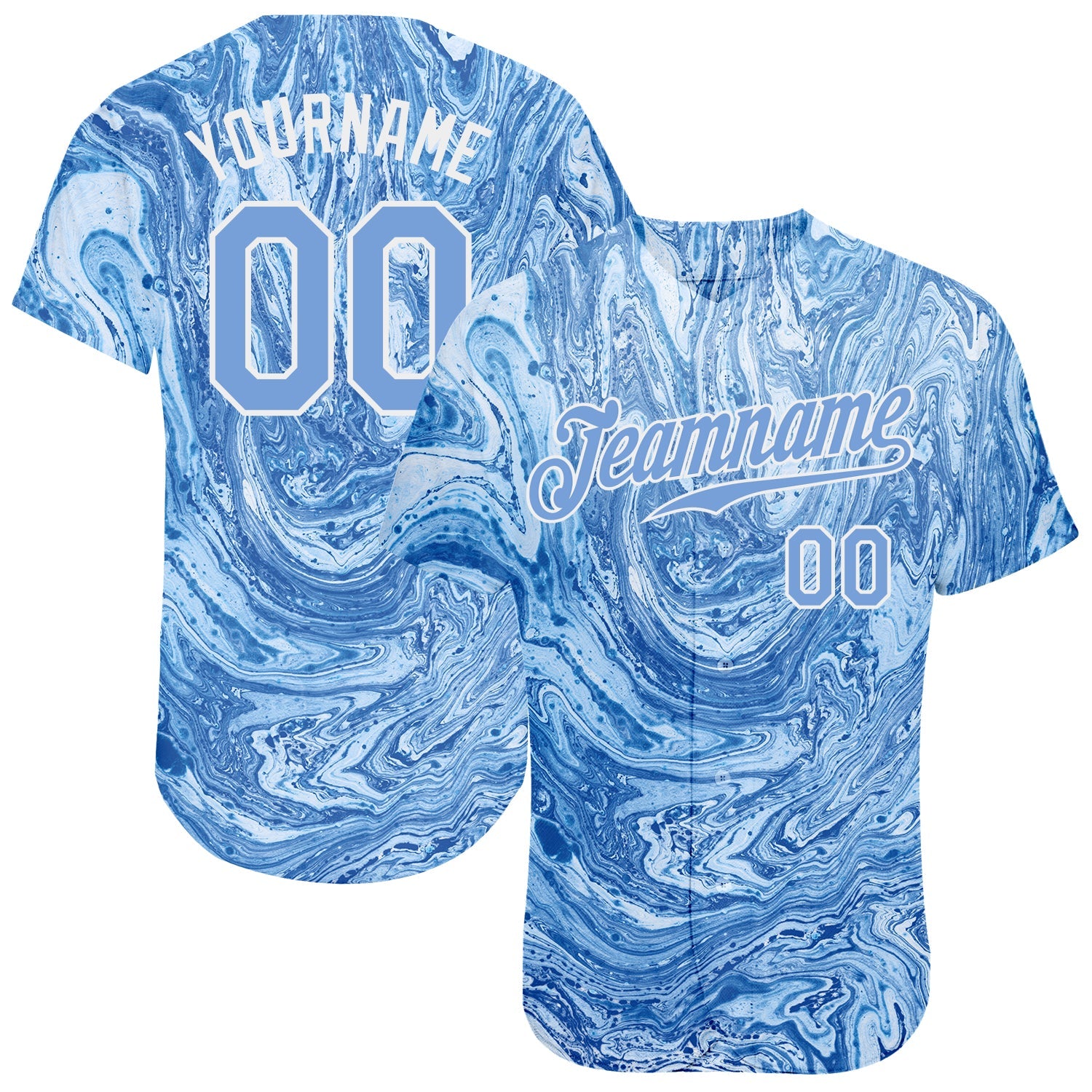 Custom Tie Dye Light Blue-White 3D Authentic Baseball Jersey - Sky-Custom