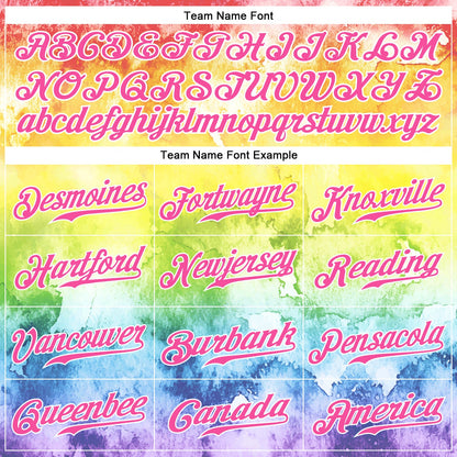 Custom Tie Dye Light Blue-Pink 3D Rainbow Authentic Baseball Jersey - Sky-Custom