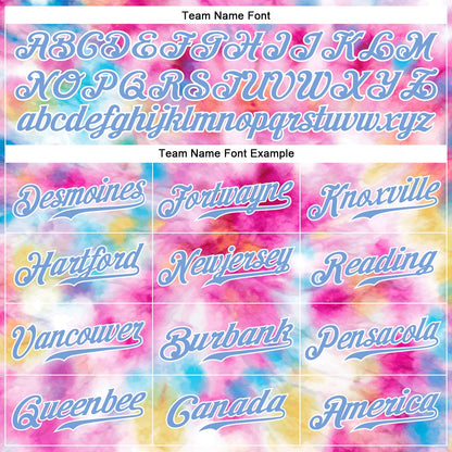 Custom Tie Dye White-Light Blue 3D Colorful Watercolor Authentic Baseball Jersey - Sky-Custom