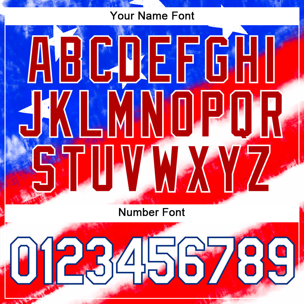 Custom Tie Dye White-Royal 3D American Flag Authentic Baseball Jersey - Sky-Custom